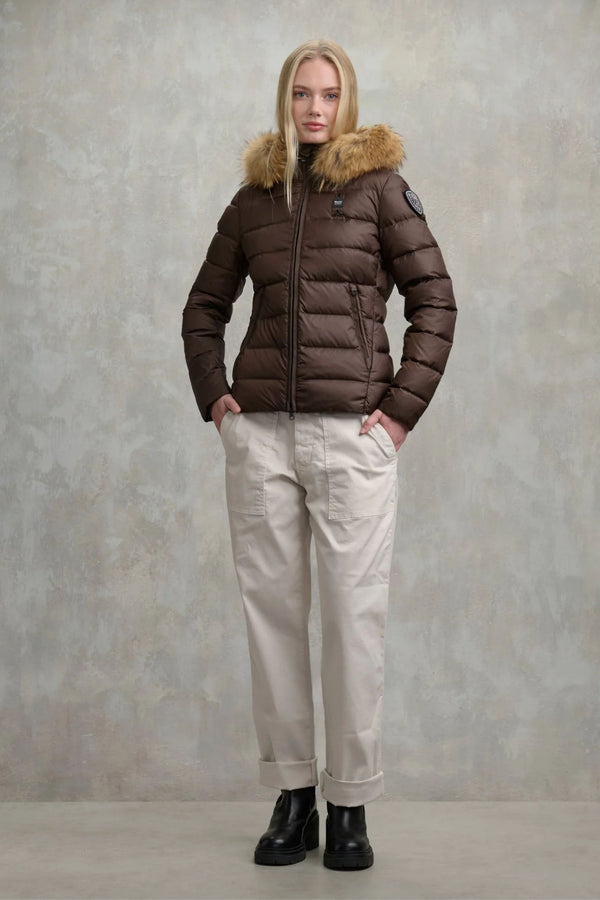 Blauer Piumino Cappuccio Pelliccia Donna - 1