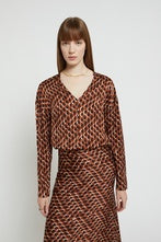 Ottod'ame Blusa V Viscosa Stampa Ologram Rosso Donna - 1