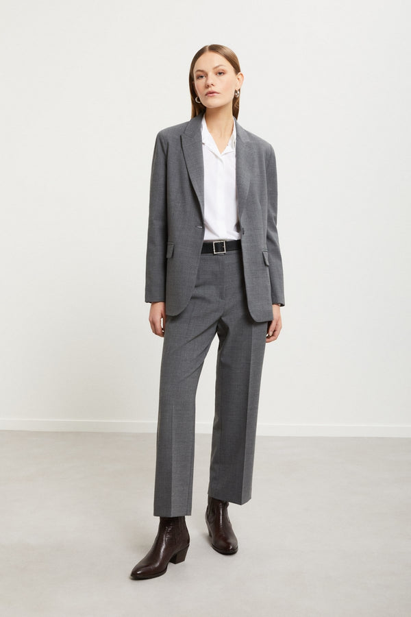 Ottod'ame Pantalone Fresco Lana Dritto Grigio Donna - 1