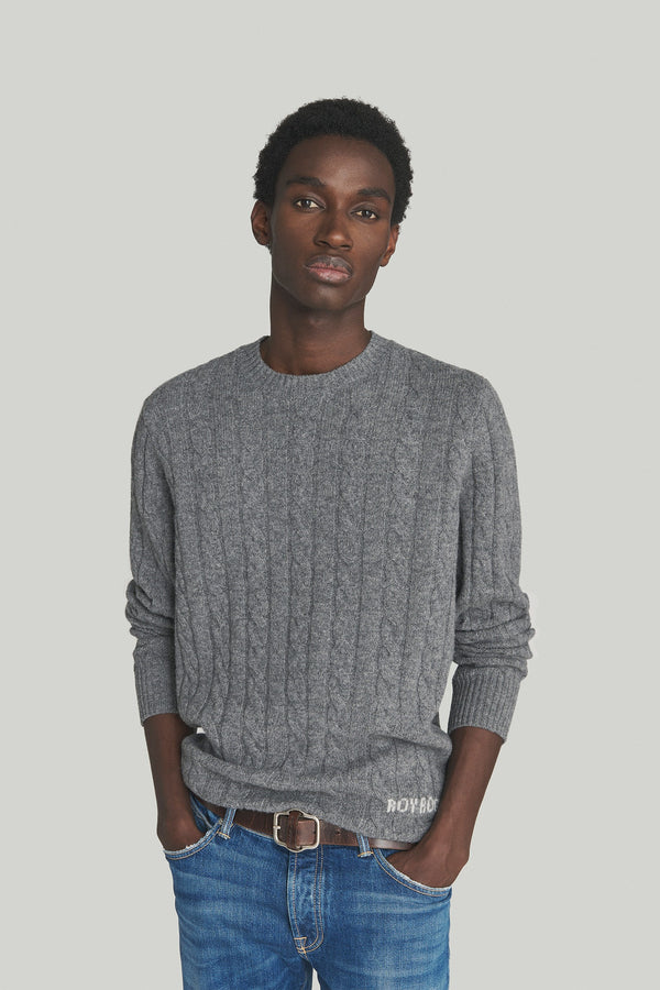 Roy Roger's Cable Crew Neck Wool/cashmere Uomo - 1