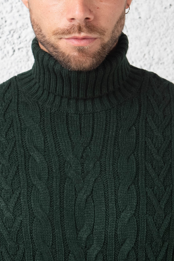 Markup Turtleneck With Braids Green Men - 1