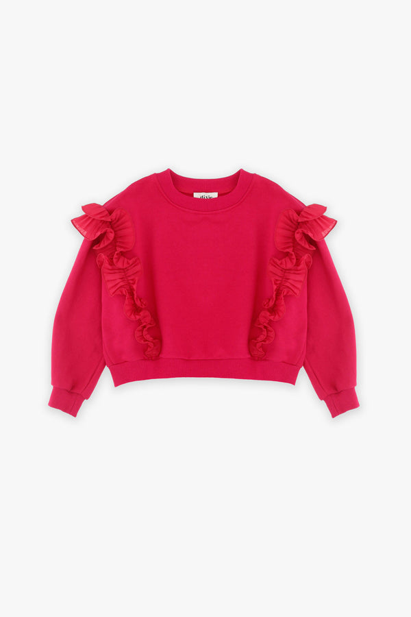 Dixie Cropped Sweatshirt With Ruffles For Girls - 1