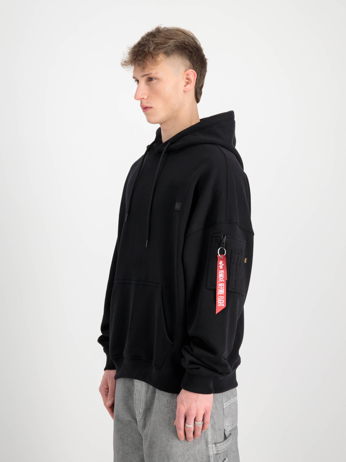 Alpha Industries Felpa Over C/cappuccio Nero Unisex - 1