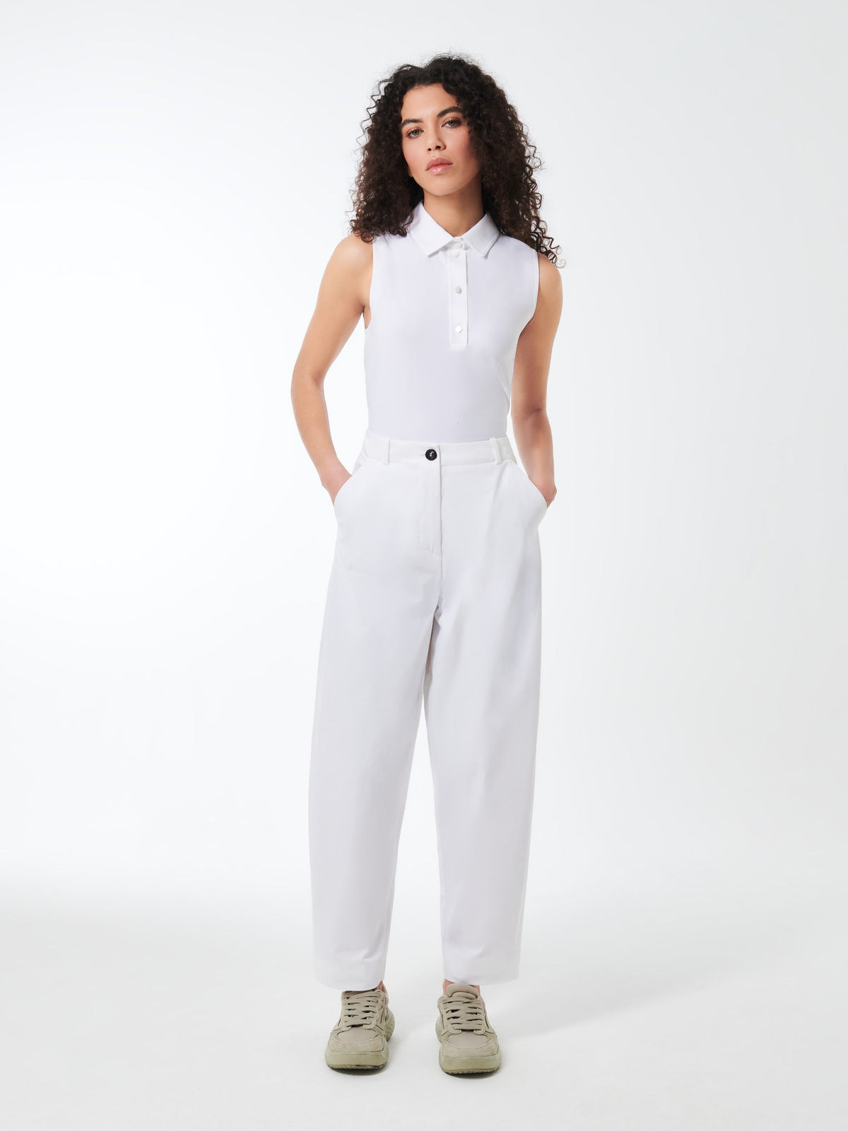 Rrd Oxford Sleeveless Polo Bianco Donna - 2