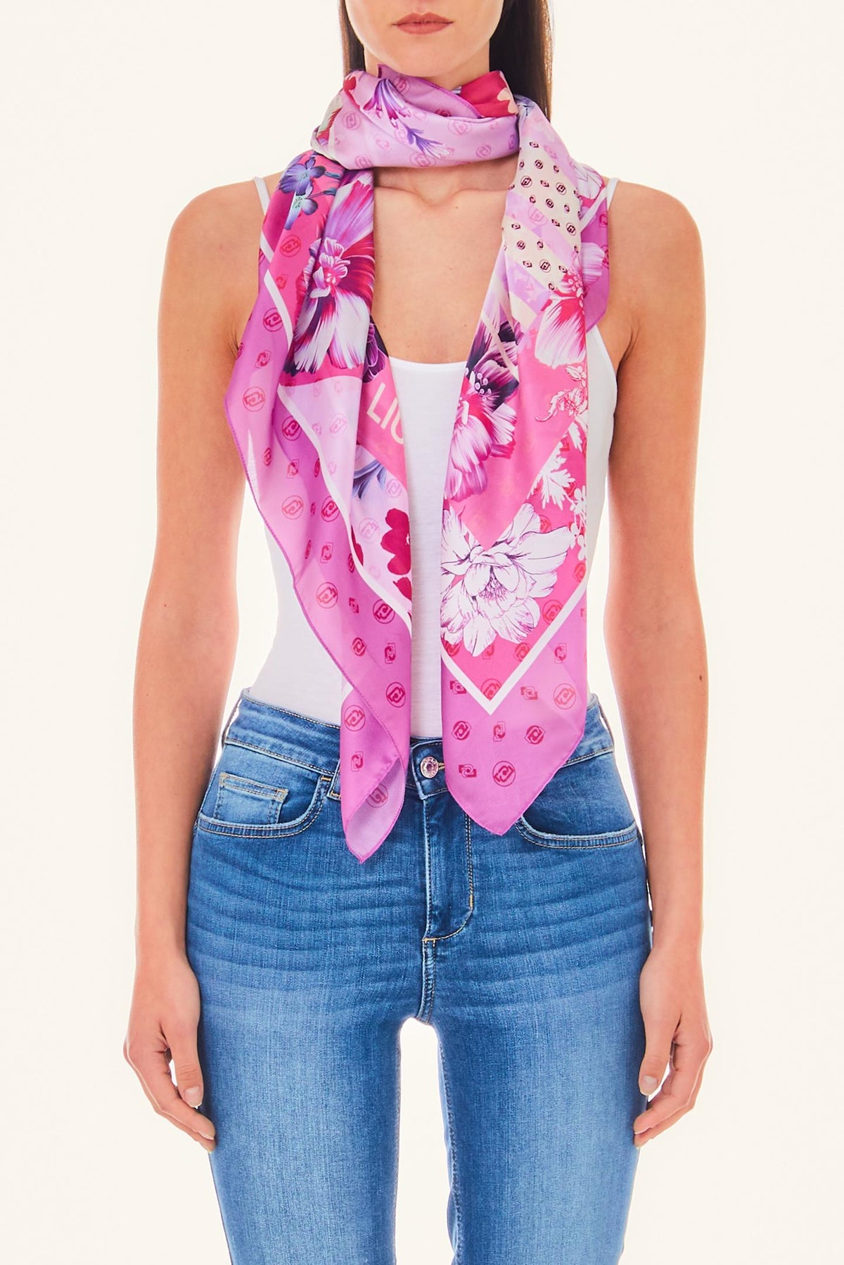 Foulard LIU JO Con Logo - Sciarpa 120x120 Cm, Design Elegante E Morbido - Foto 3