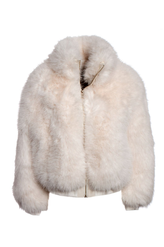 Regina Bomber Eco Pelliccia Bianco Donna