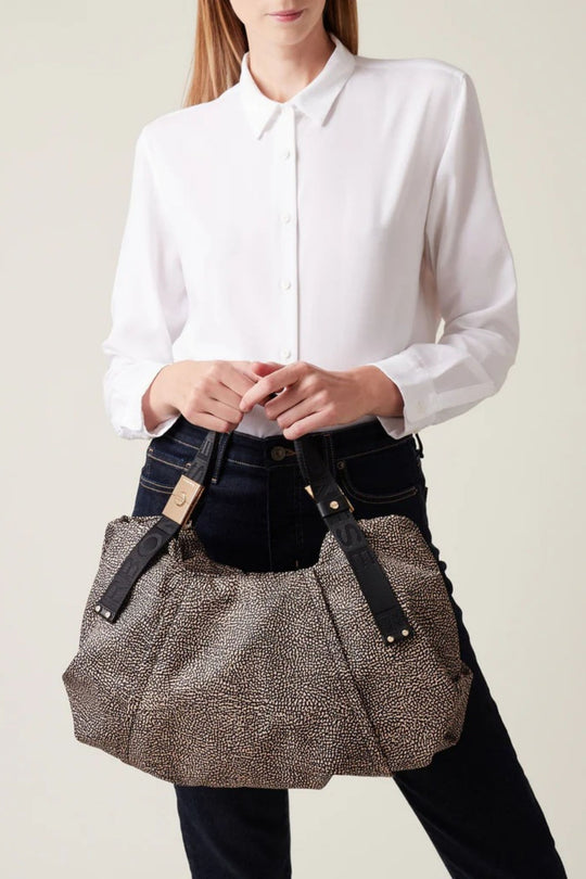 Borbonese Borsa Bauletto Medio Naturale Donna