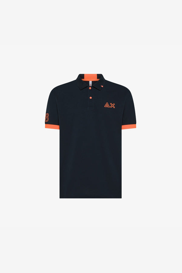 Sun 68 Polo Logo Fluo Blu Uomo - 1