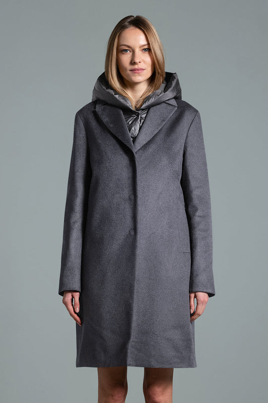 Duno Cappotto Monopetto In Lana Grigio Donna