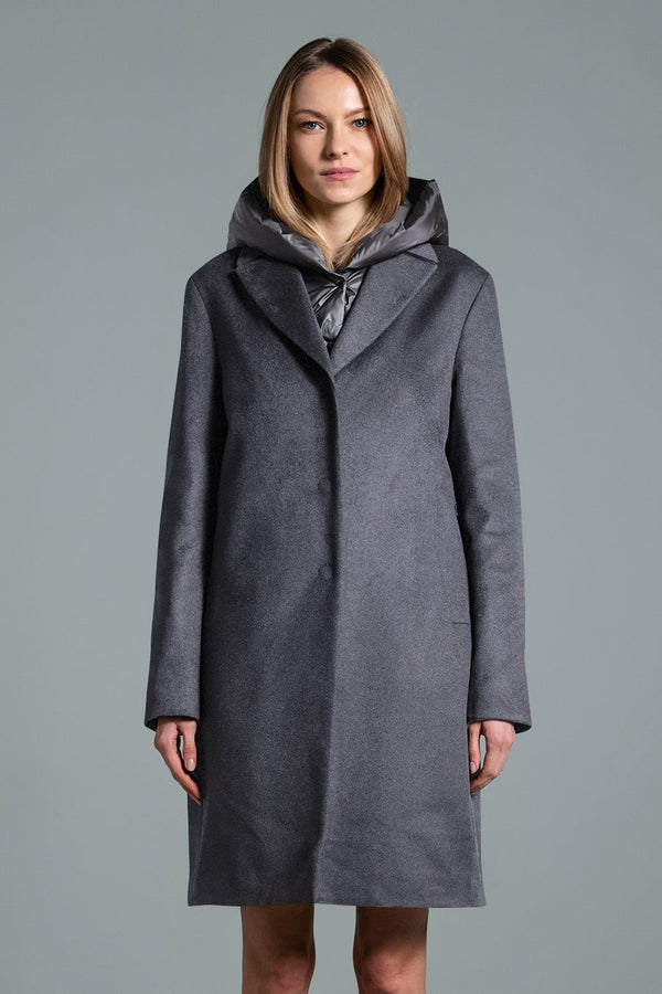 Duno Cappotto Monopetto In Lana Grigio Donna - 1