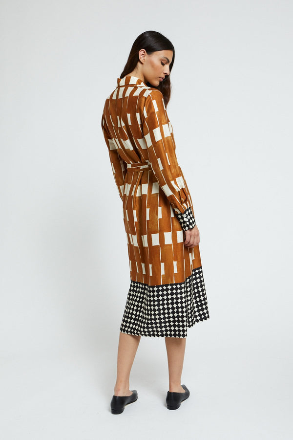 Ottod'ame Chemisier M/l Scacchi Marrone Donna - 4