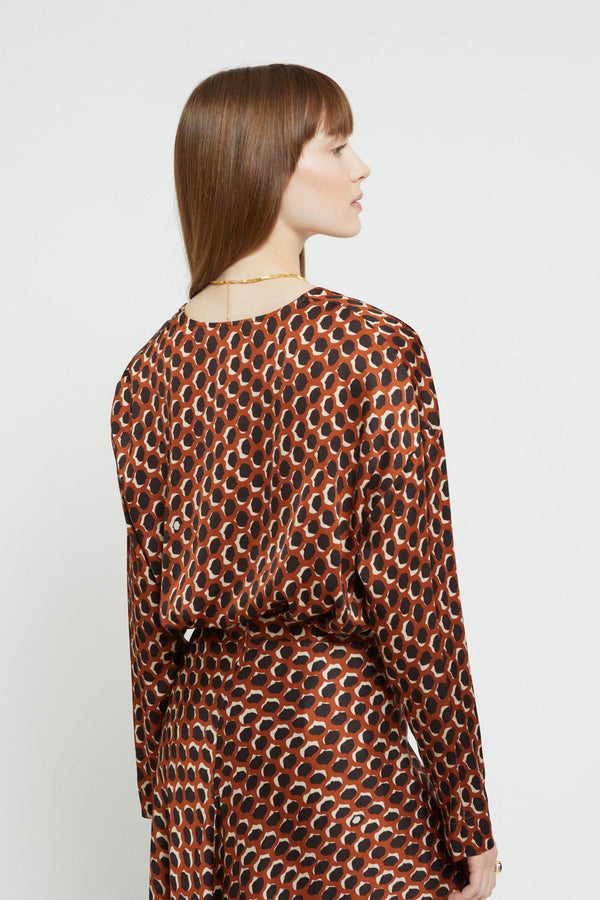 Ottod'ame Blusa V Viscosa Stampa Ologram Rosso Donna - 3