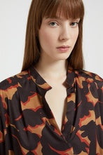 Ottod'ame Blusa V Coreana In Viscosa Marrone Donna - 2