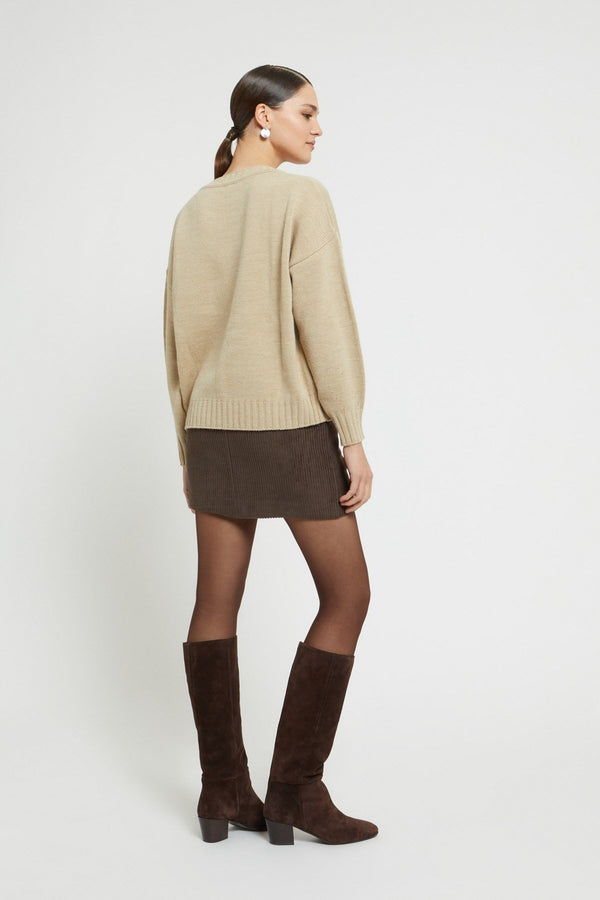 Ottod'ame Pull Girocollo Intarsio Naturale Donna - 4