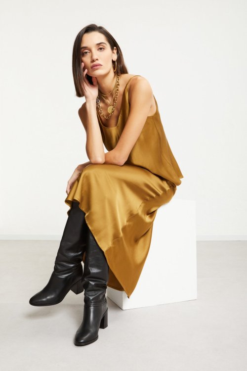 Ottod'ame Gonna Longuette In Raso Verde Donna