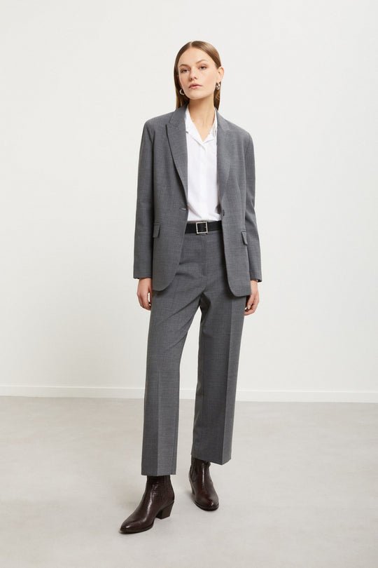 Ottod'ame Pantalone Fresco Lana Dritto Grigio Donna