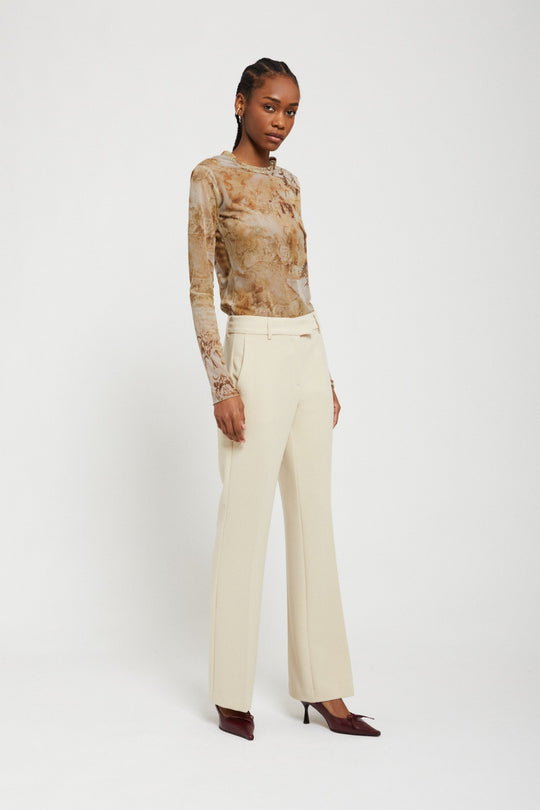 Ottod'ame Pantalone Dritto Tess. Tecnico Beige Donna