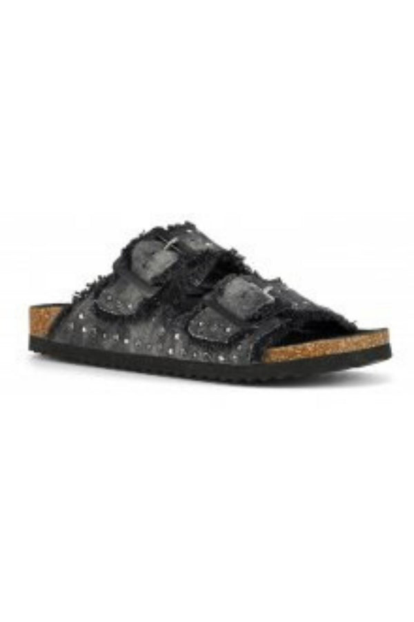 Colors Of California Ciabatta Due Fasce Borchie Nero Donna - 2