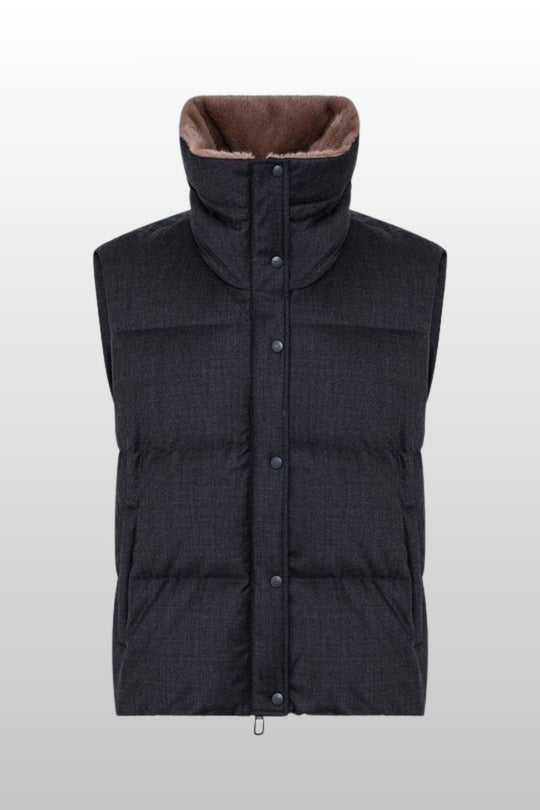 Duno Piumino Smanicato Lana Grigio Donna