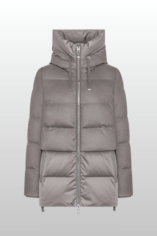 Duno Piumino Parka Con Cappuccio Marrone Donna