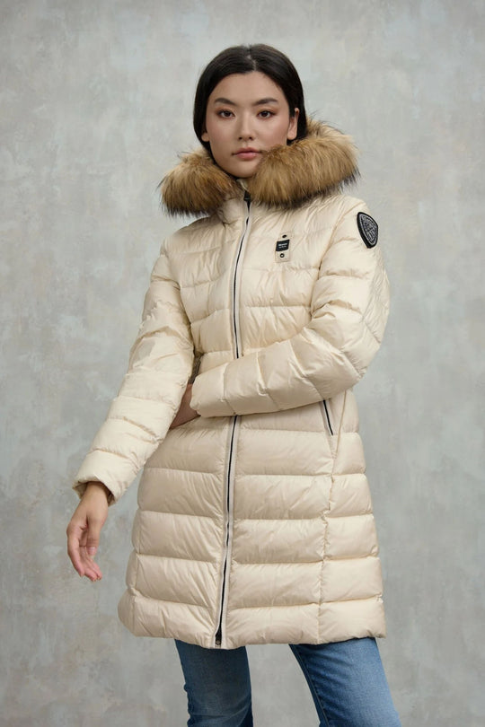 Blauer Piumino 3/4 Cappuccio Pelo Donna