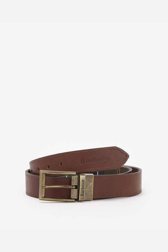 Barbour Reversible Tartan Leather Belt Marrone Uomo