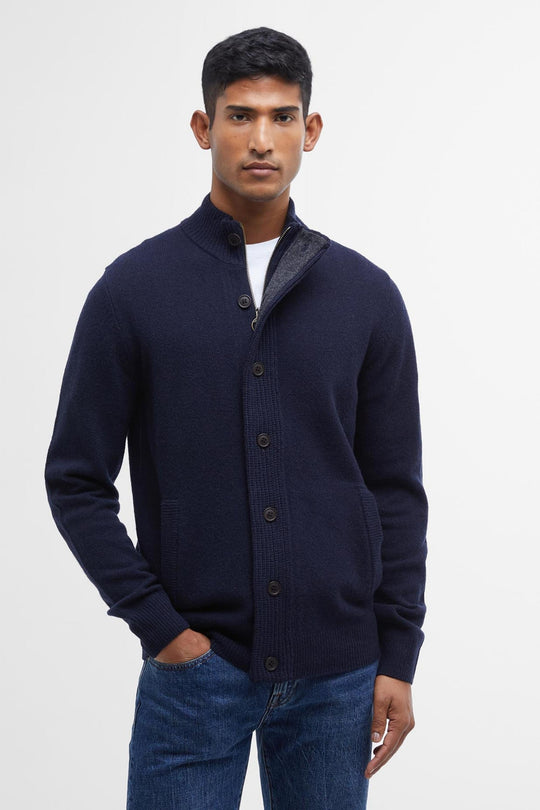 Barbour Essential Patch Zip Knitwear Blu Uomo