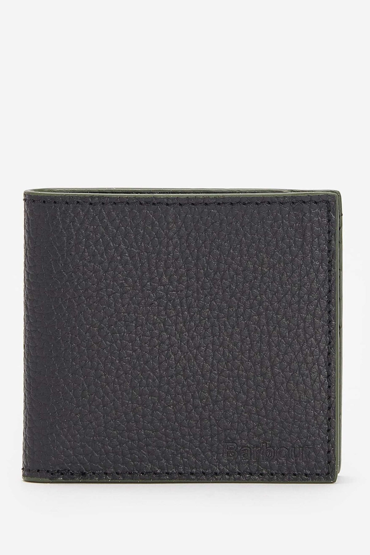 Barbour Grain Leather Bifold Wallet Nero Uomo - 2