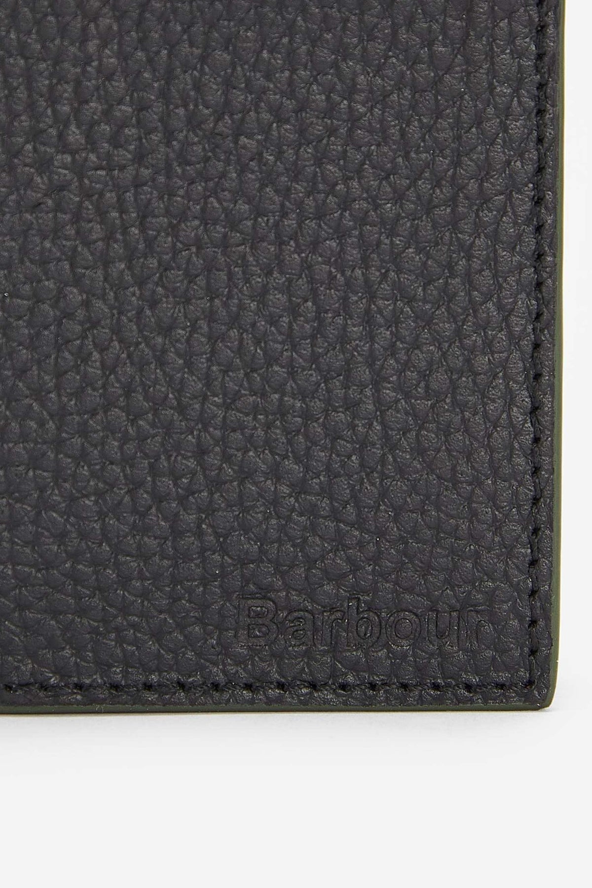 Barbour Grain Leather Bifold Wallet Nero Uomo - 3