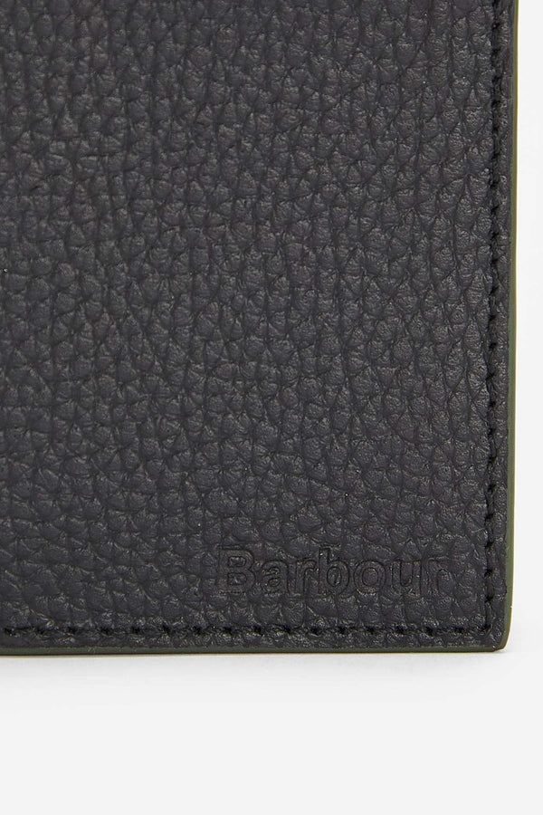 Barbour Grain Leather Bifold Wallet Nero Uomo - 3