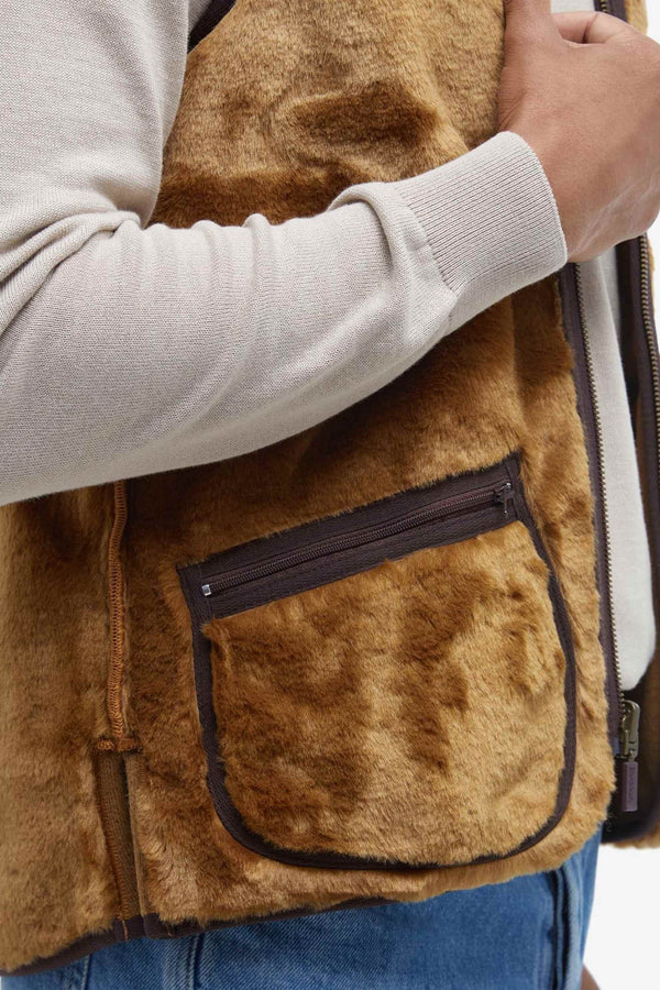 Barbour Warm Pile Waistcoat Zip Verde Uomo - 5