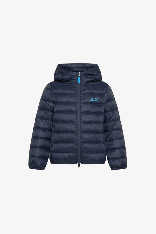 Sun 68 Piumino Zip Lunga Cappuccio Blu Bambino