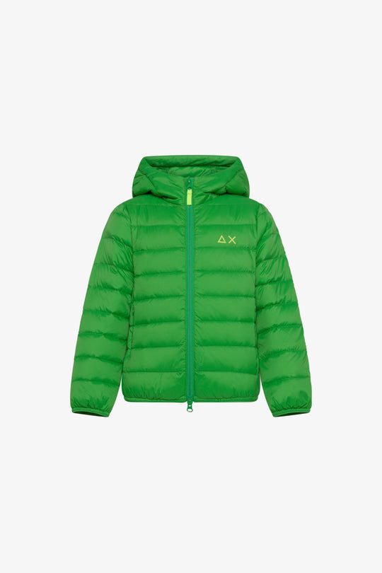 Sun 68 Piumino Zip Lunga Cappuccio Verde Bambino