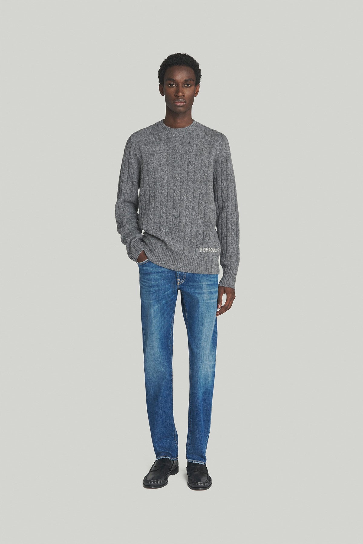 Roy Roger's Cable Crew Neck Wool/cashmere Uomo - 3