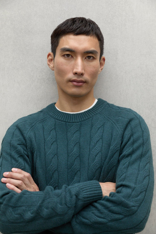 Ecoalf Pull Girocollo Treccia Piatta Verde Uomo