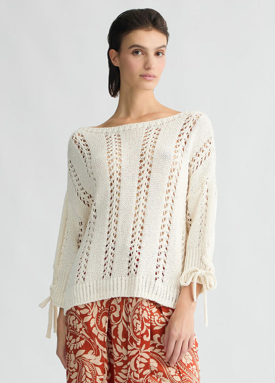 Liu Jo Maglia Traforata Bianco Donna