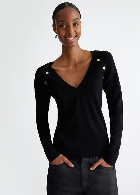 Liu Jo Maglia V Neck Nero Donna