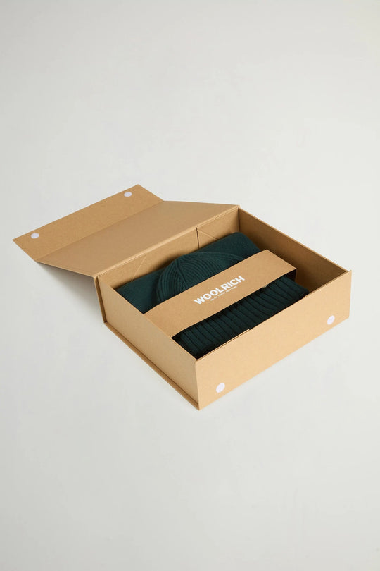 Woolrich Set Cuffia Sciarpa Verde Uomo