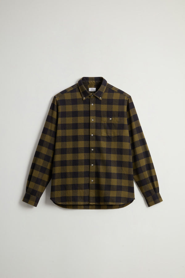 Woolrich Traditional Flannel Shirt Verde Uomo - 4