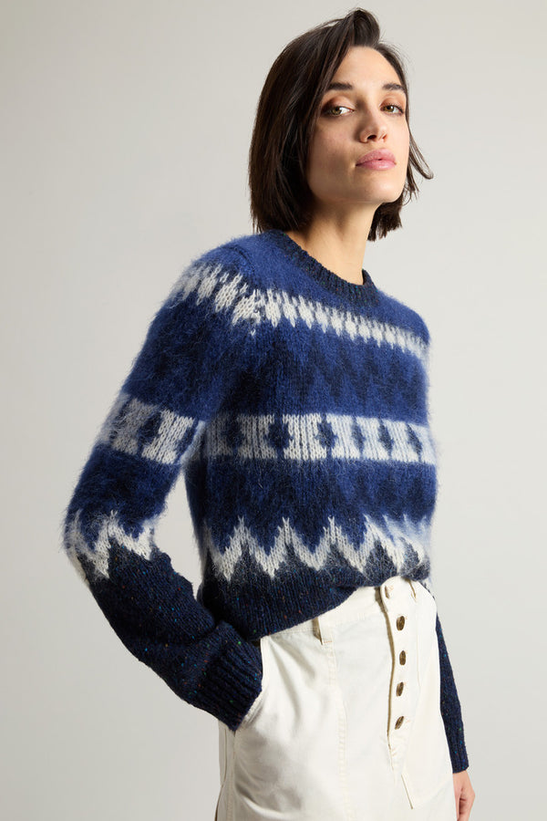 Woolrich Pullover Jacquard Blu Donna - 1