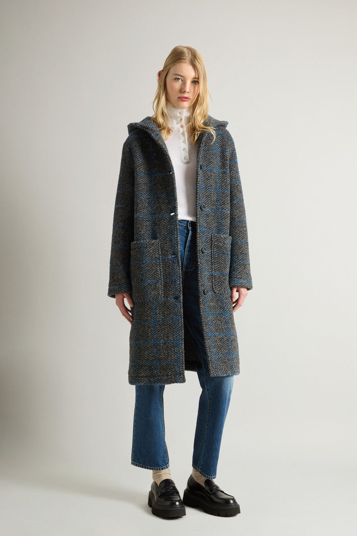 Woolrich Cappotto Lana Con Cappuccio Grigio Donna - 2