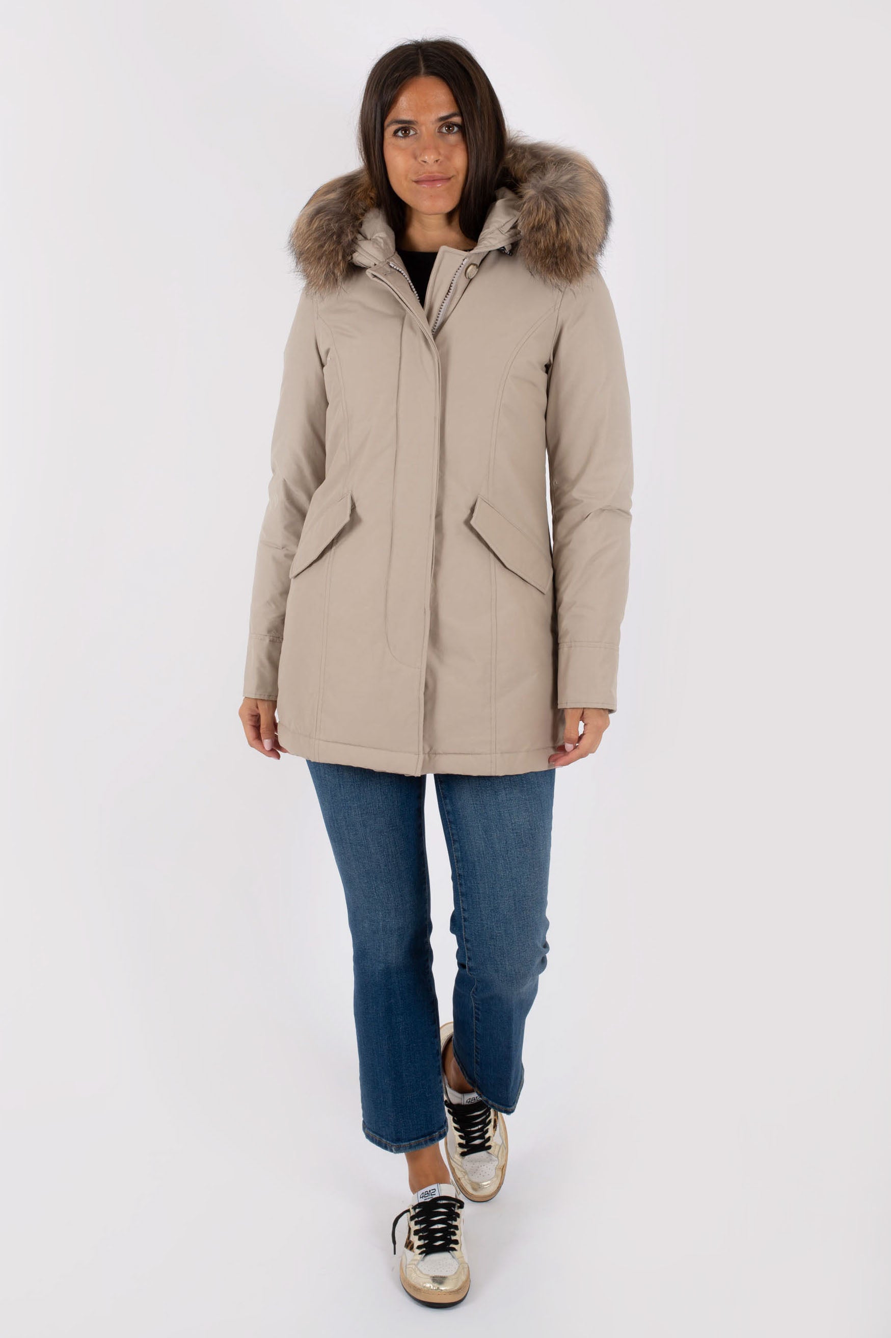 Woolrich parka beige sales