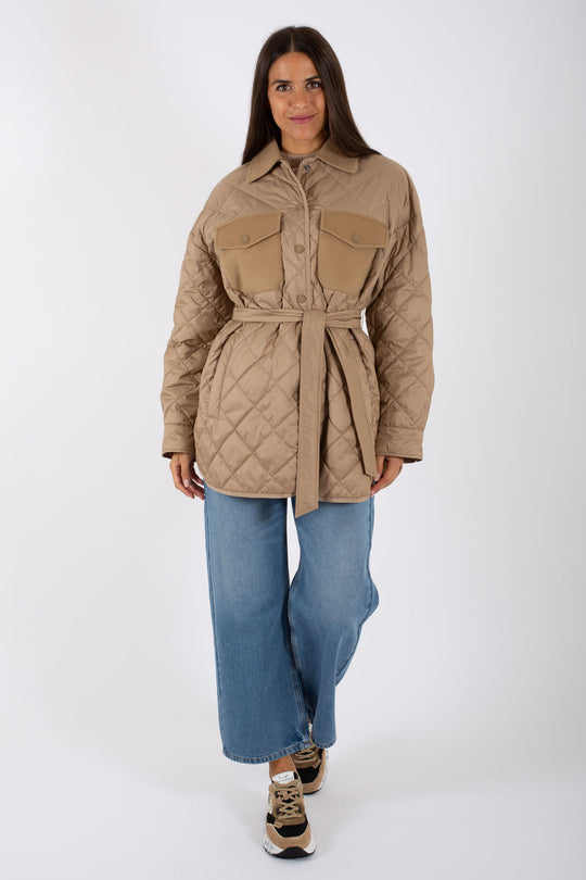 Weekend Padded Jacket W/Belt Brown Woman