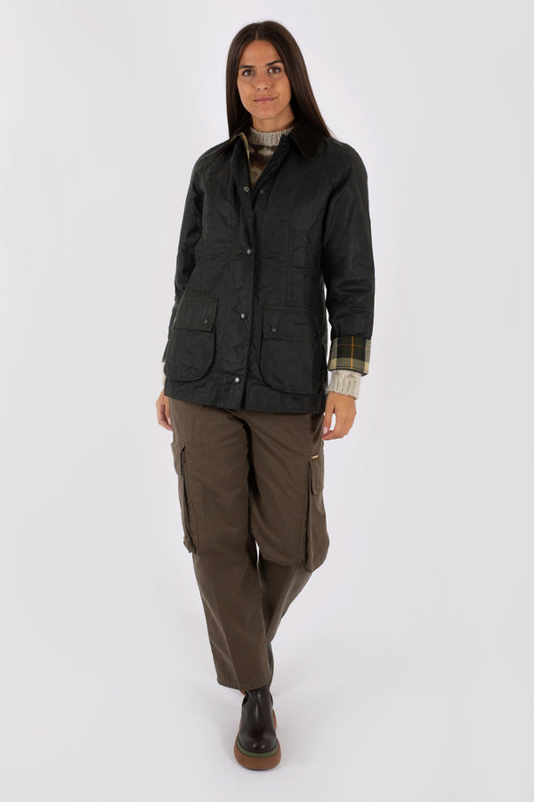 Barbour International Beadnell Wax Jacket Sagomata Verde Donna - 7