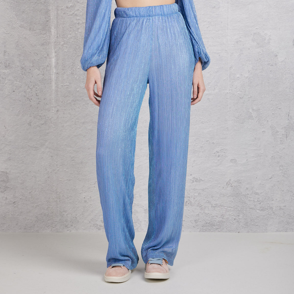 The Lulu' Pantalone Elasticato Azzurro Donna - 4