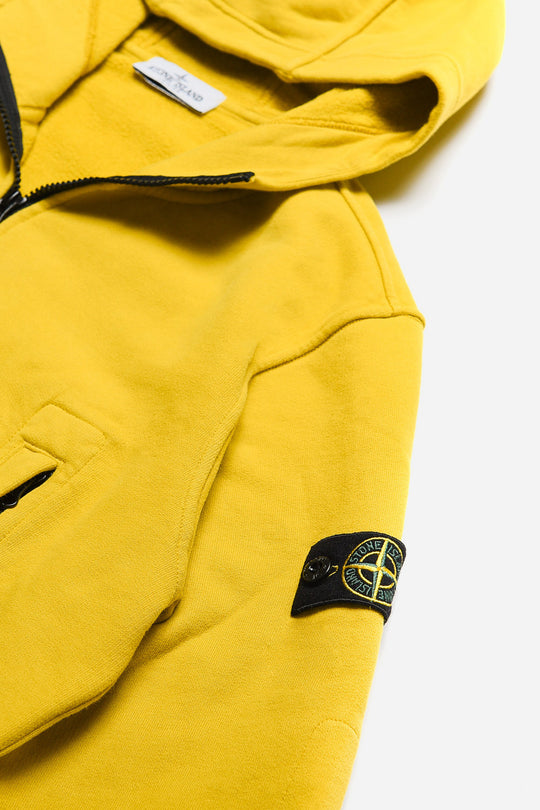 Stone Island Felpa Mezza Zip C/cappuccio Giallo Bambino