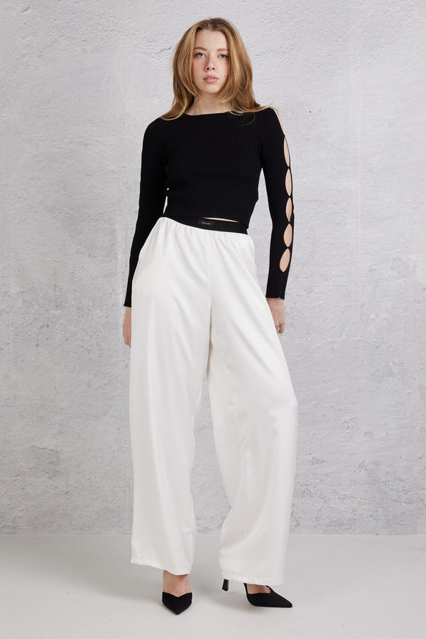 The Lulu' Pantalone Lungo Raso Bianco Donna - 8