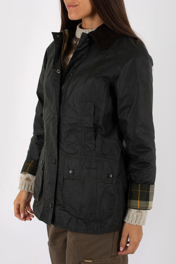 Barbour International Beadnell Wax Jacket Sagomata Verde Donna - 5