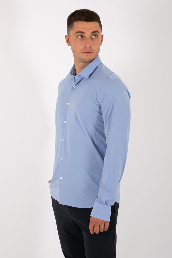 Rrd Oxford Jacquard Open Shirt Azzurro Uomo - 4