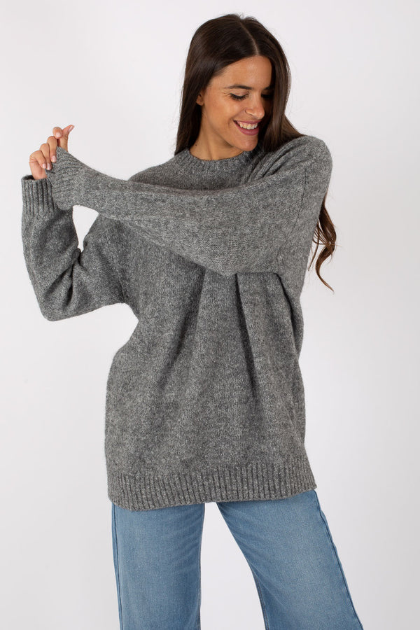 Weekend Maglia Girocollo Puro Cotone Grigio Donna - 1